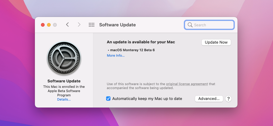 Updating the system software on Mac.