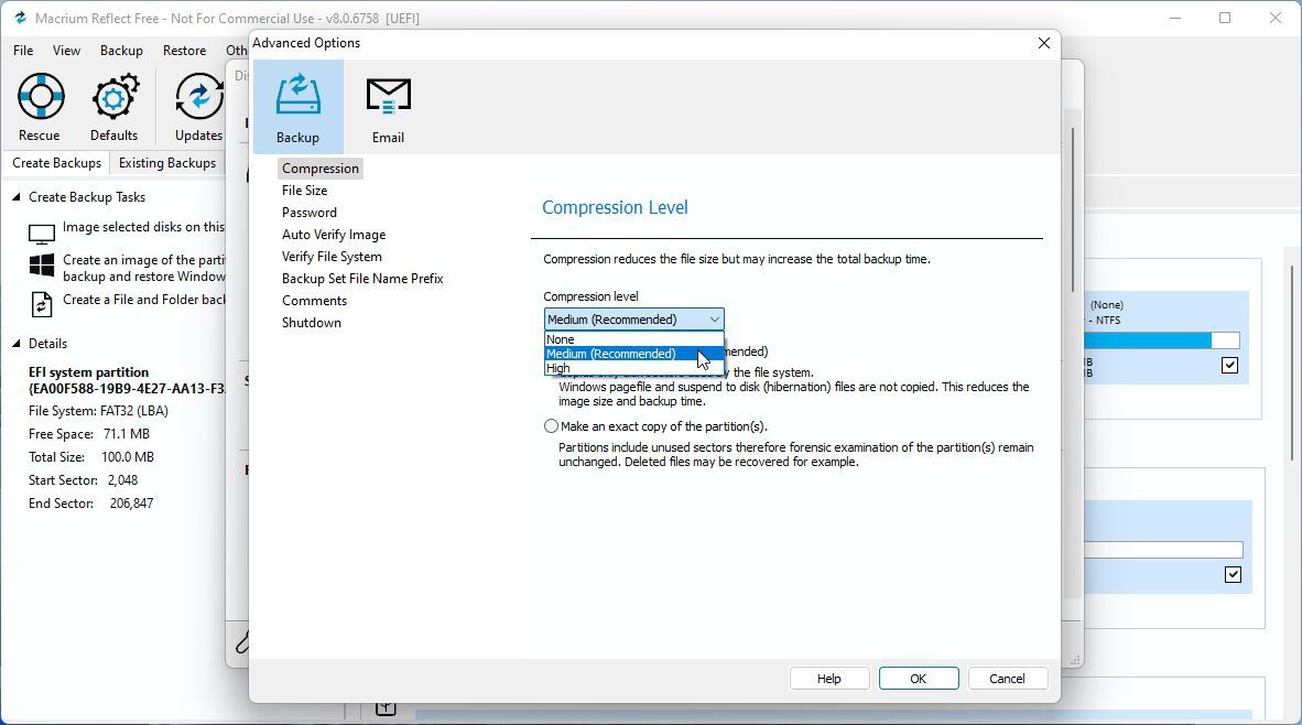 Macrium Backup Plan Advanced Options