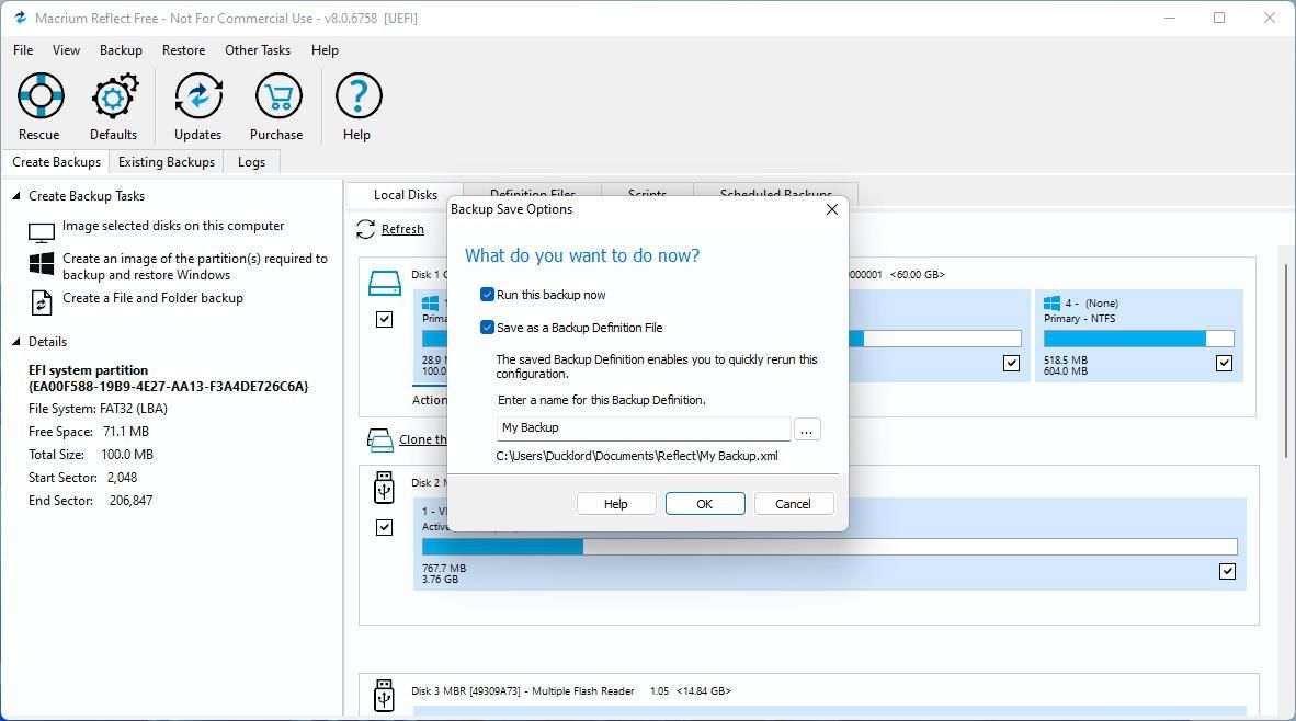 Macrium Reflect Backup Save Options