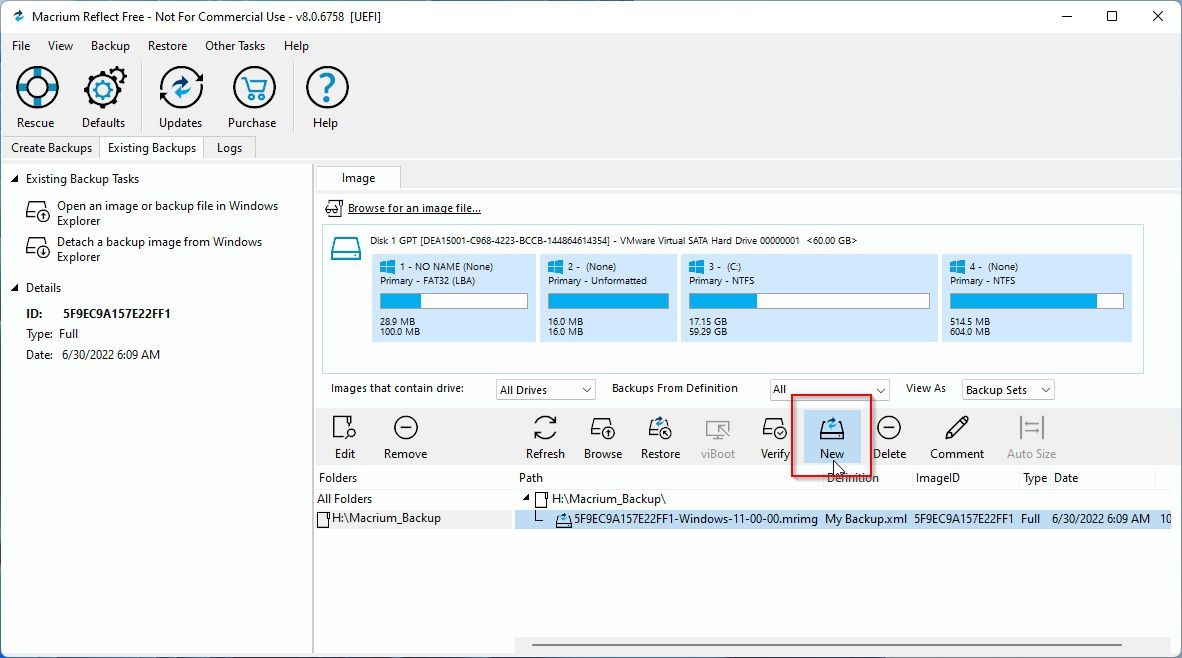 Macrium Reflect Update Existing Backup