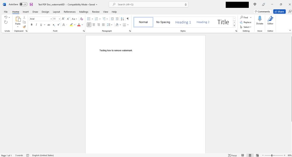 Microsoft Word page