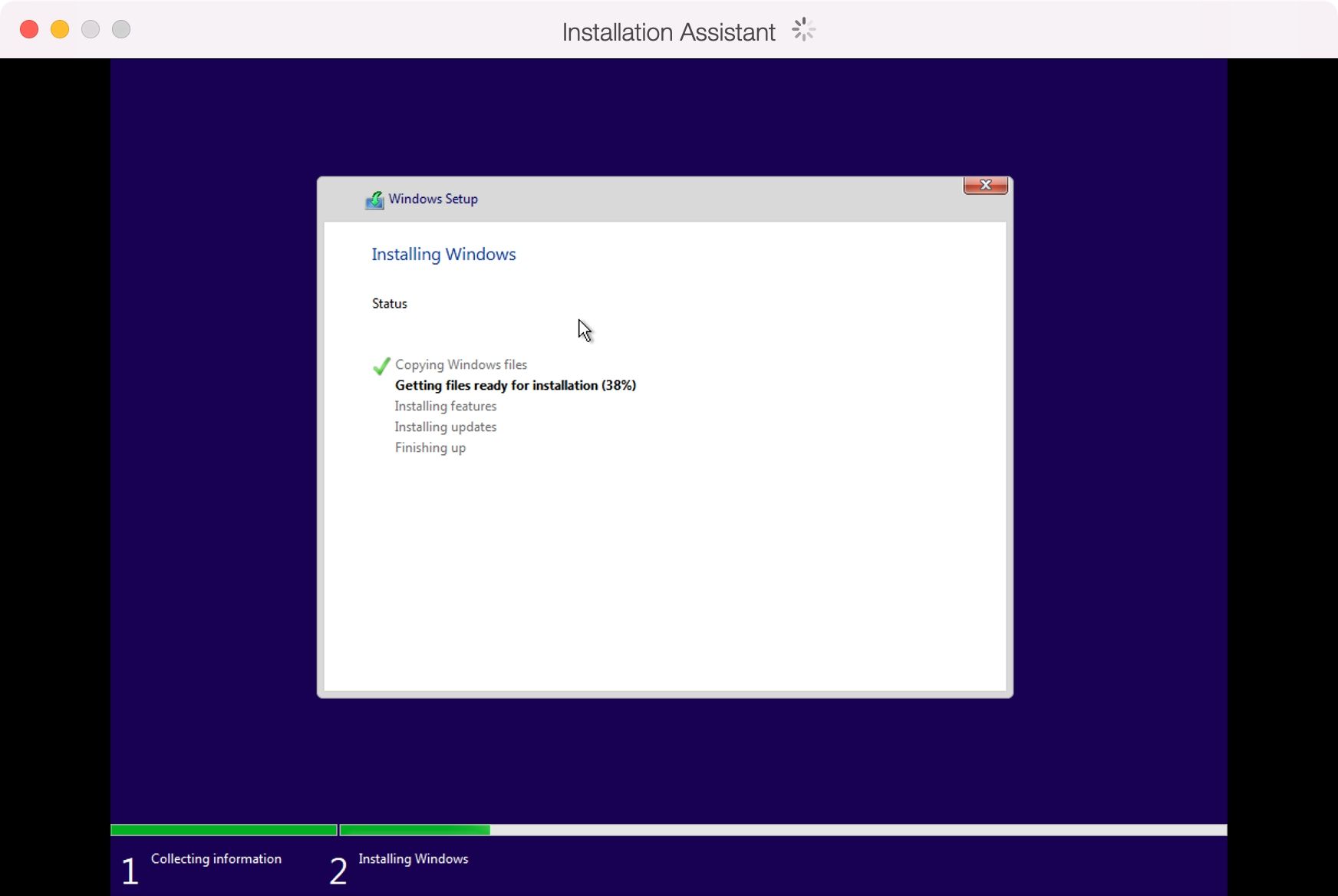 Parallels Desktop booting a Windows 11 installer on macOS