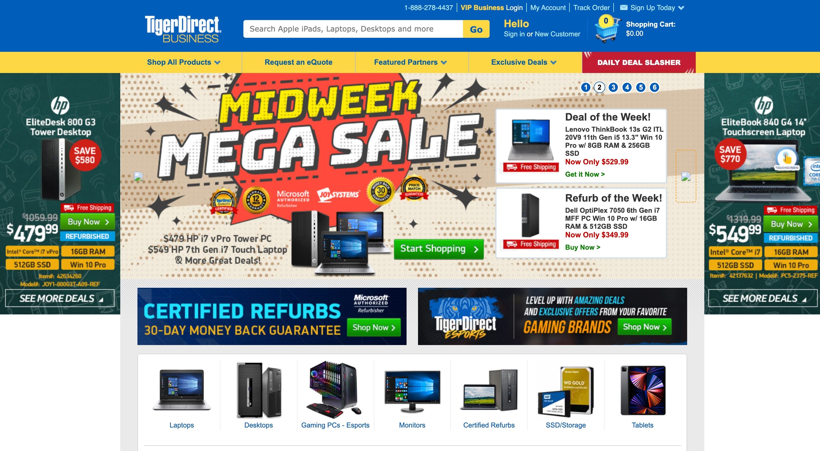 TigerDirect website home page