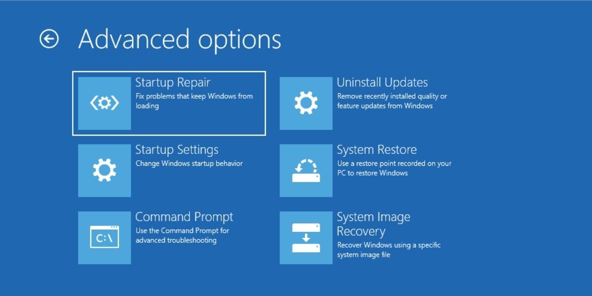 Select Startup Settings option