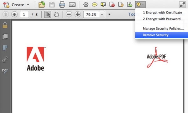 adobe acrobat remove security