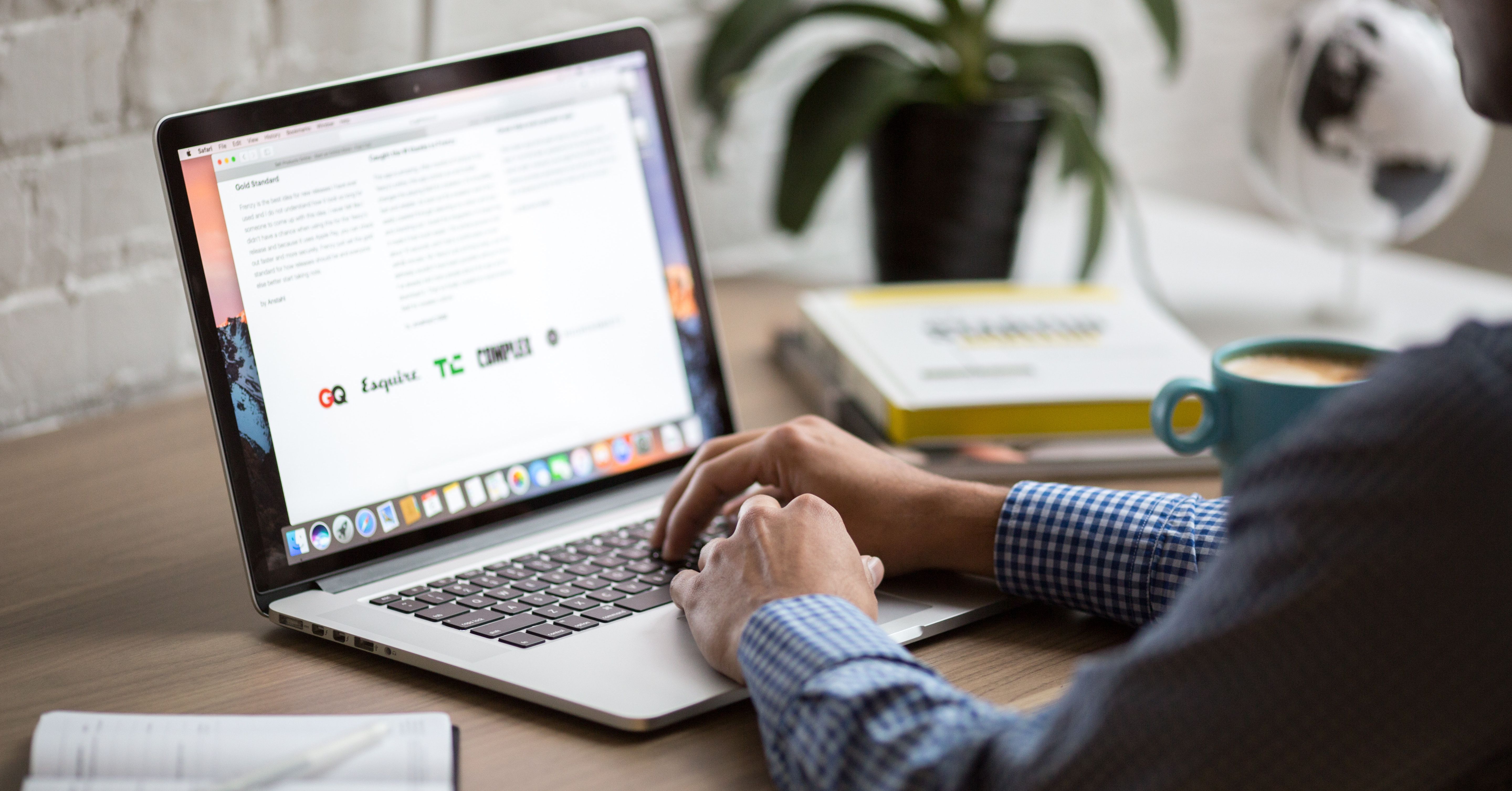 person using email on laptop