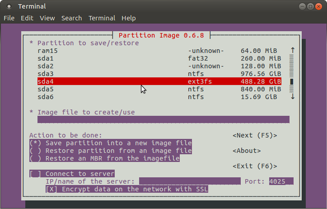 Clone a Linux disk drive with partimage