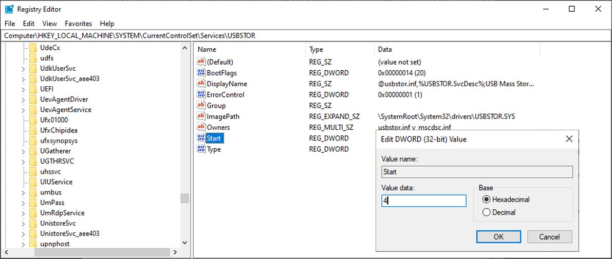 Registry Editor in Windows 10.