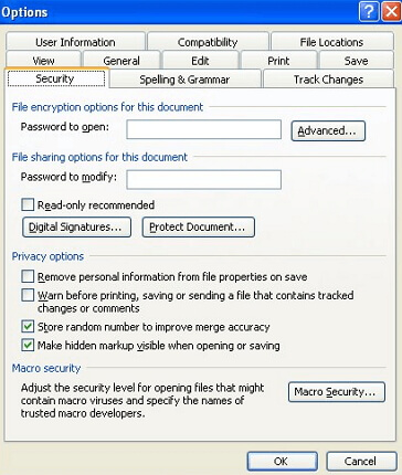 remove password from word 2003