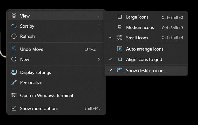 right click menu desktop