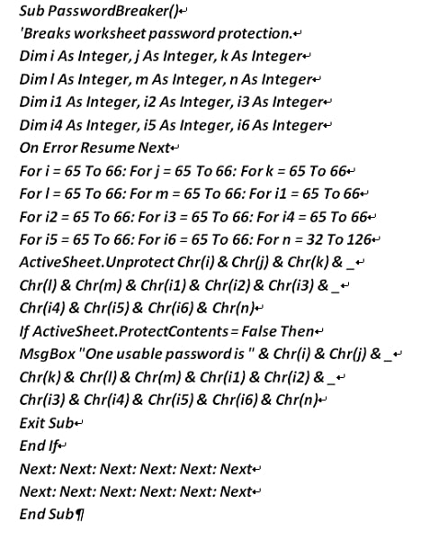 vba code