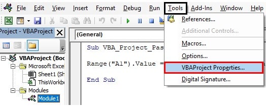 vbaproject properties