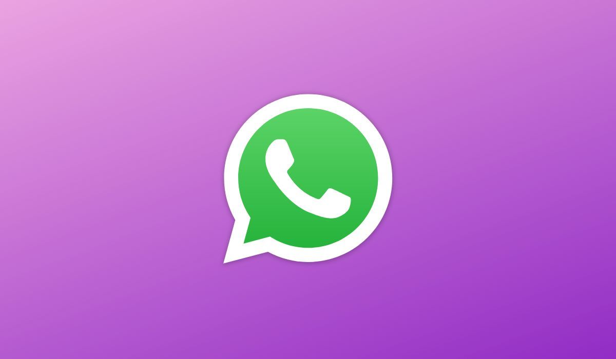 The WhatsApp logo is seen on a purple background