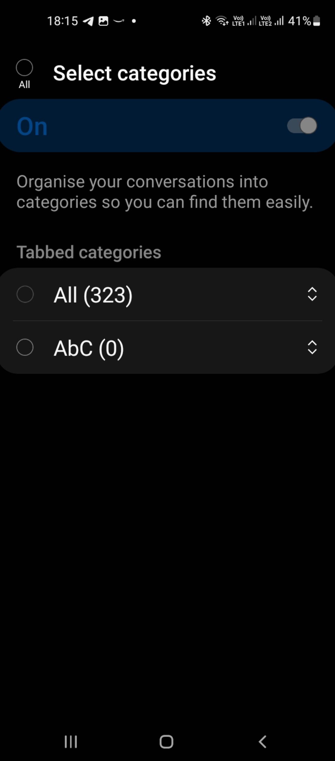 Reorder message categories in Samsung