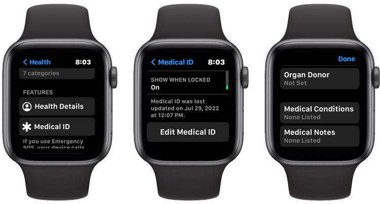 Apple Watch Edit Medical ID