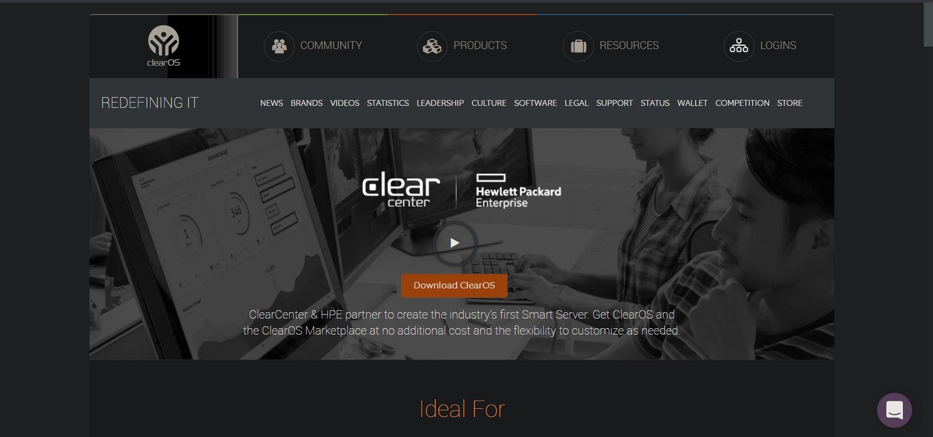 ClearOS firewall website homepage