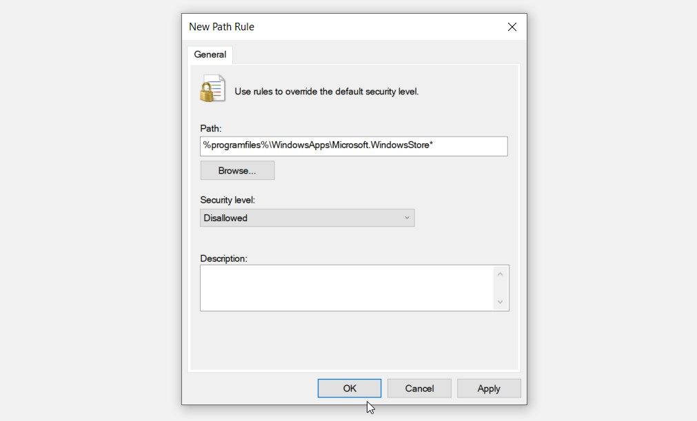 Disabling or Enabling the Microsoft Store using the Software Restriction Policies