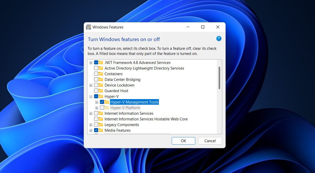 Enabling Hyper-V Manager in Optional Features of Windows Pro Edition