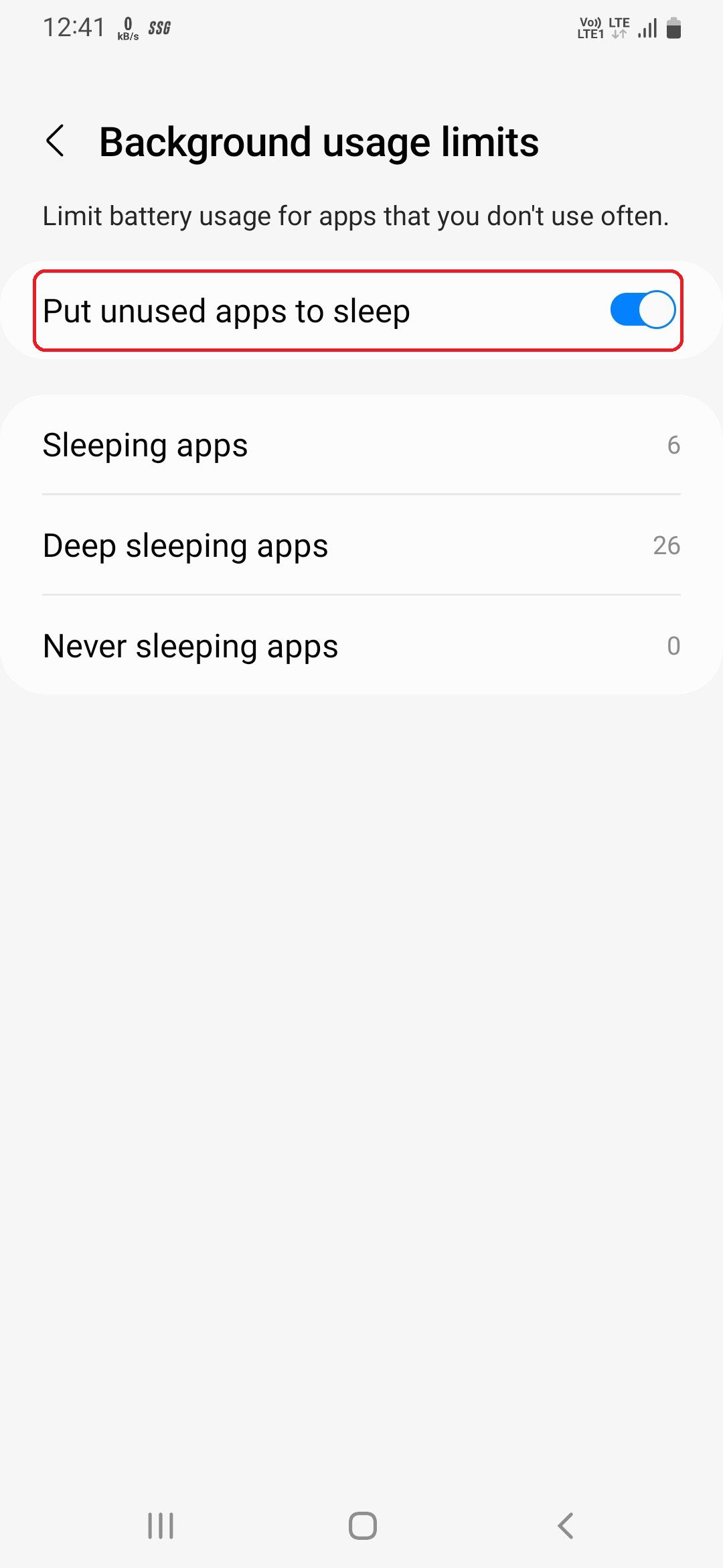 Option to turn off sleeping apps