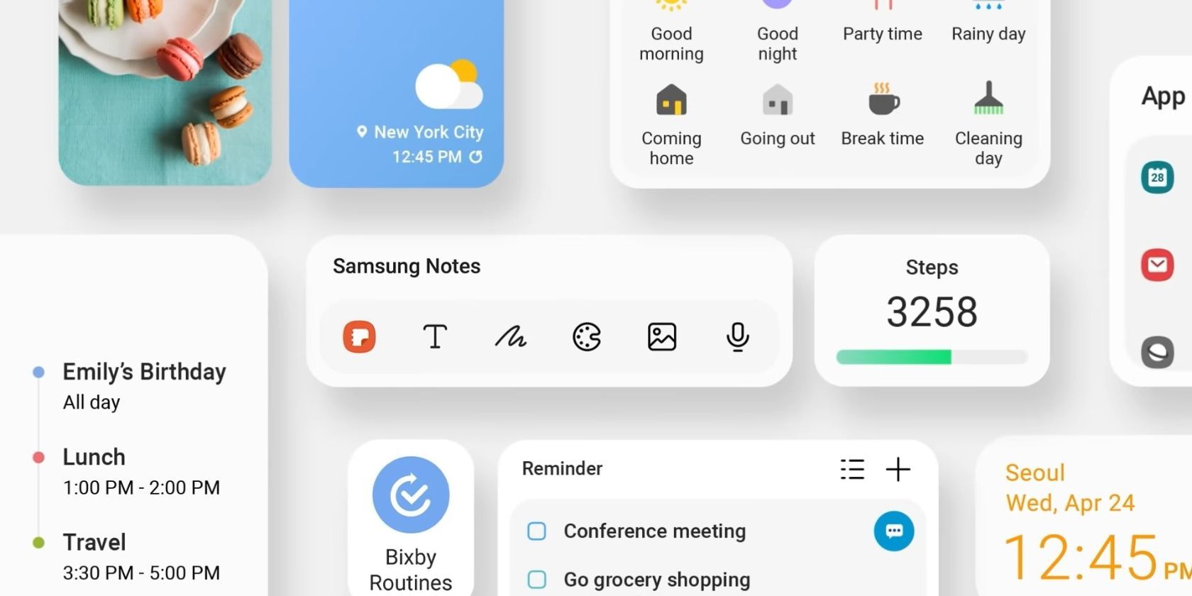 Samsung One UI widgets