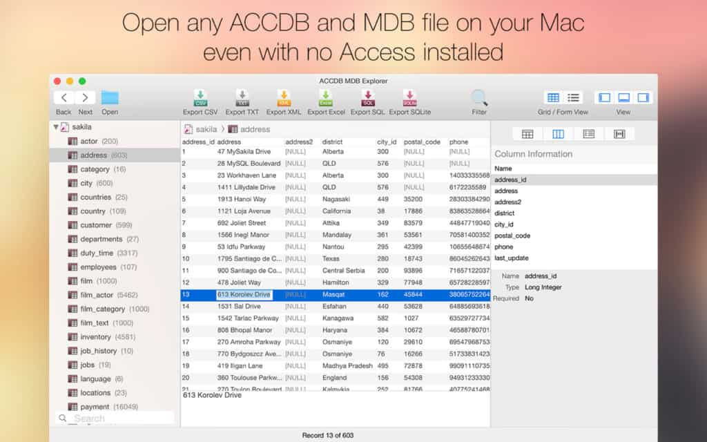 accdb explorer mac