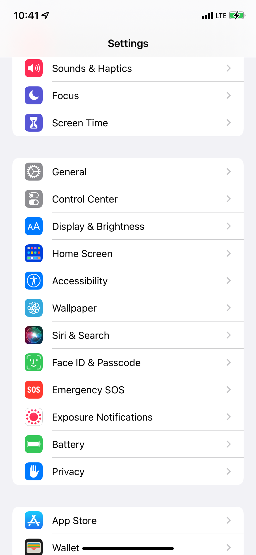 iPhone Settings showing Siri & Search