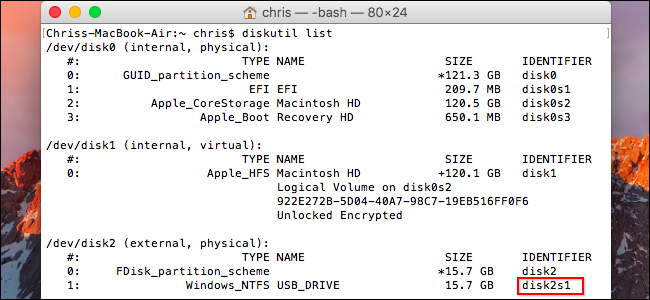 List USB Drive on Mac