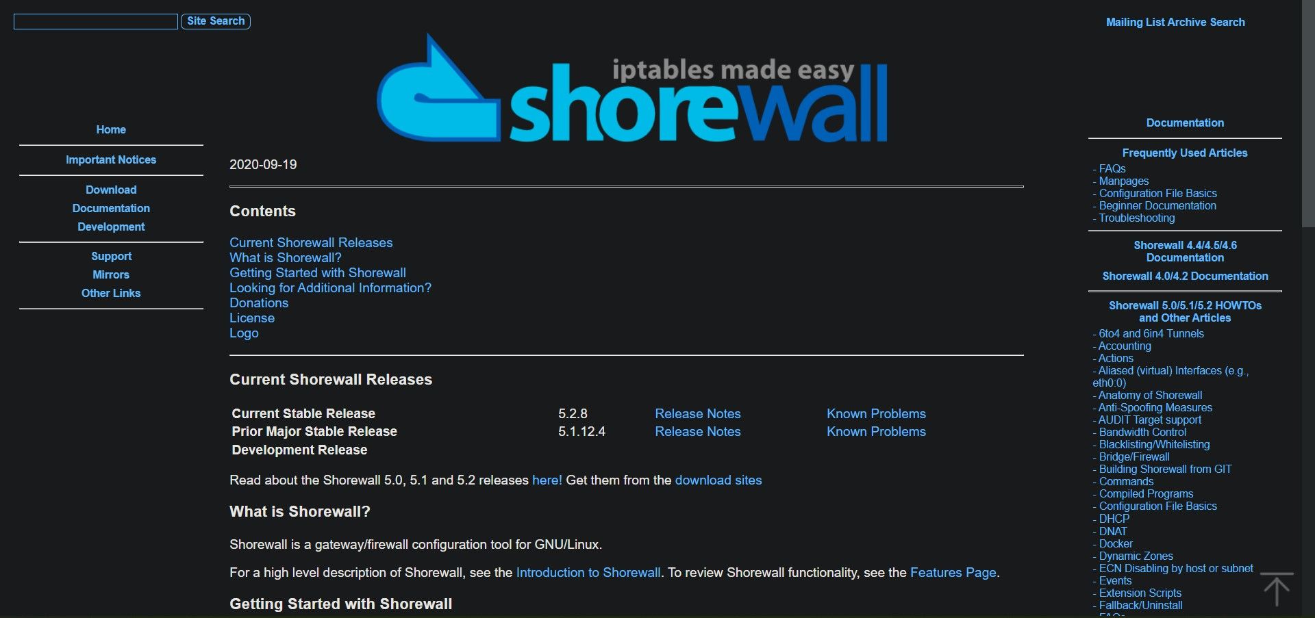 shorewall website home page