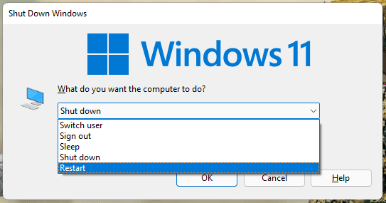 Restart Windows 11 PC