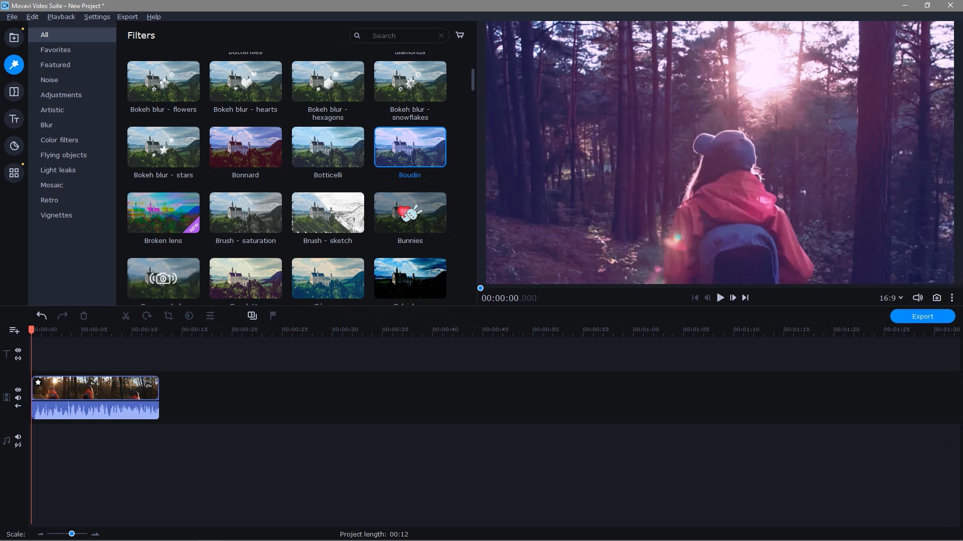 Add filters in Movavi Video Editor Plus