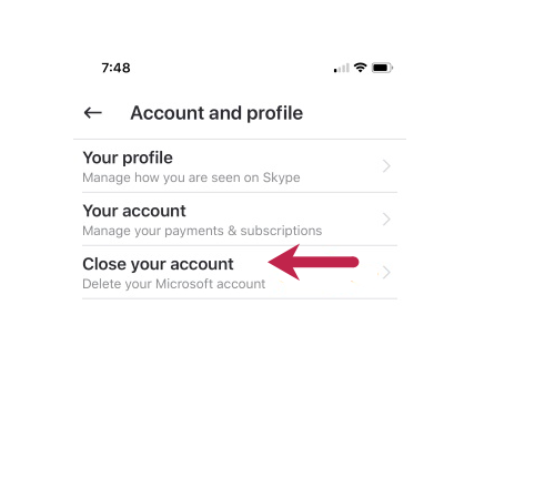 Click “Close your account”