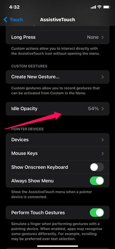 Change Assistive Touch Idle Opacity