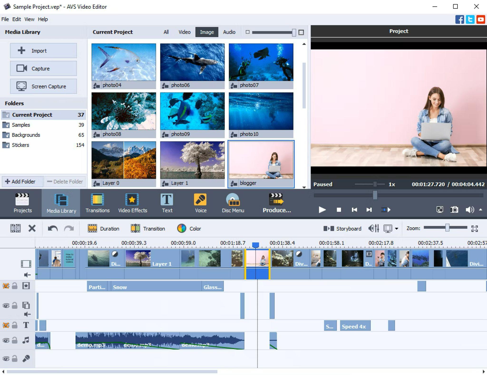 Main window in AVS Video Editor