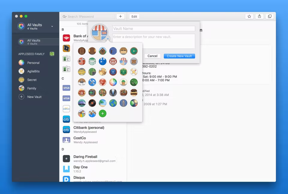 Password vaults in 1Password