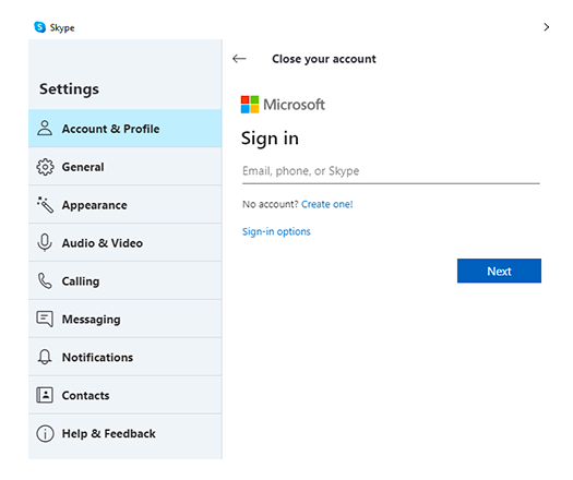 Sign in to your account to verify your Skype login information