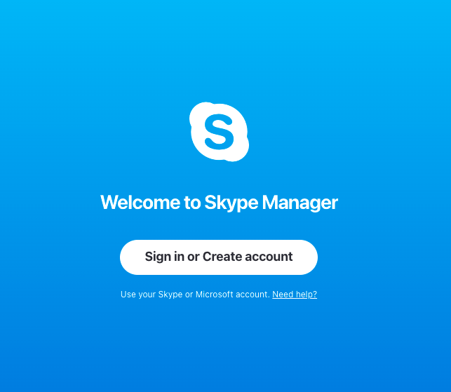 Sign in to your Skype manager account