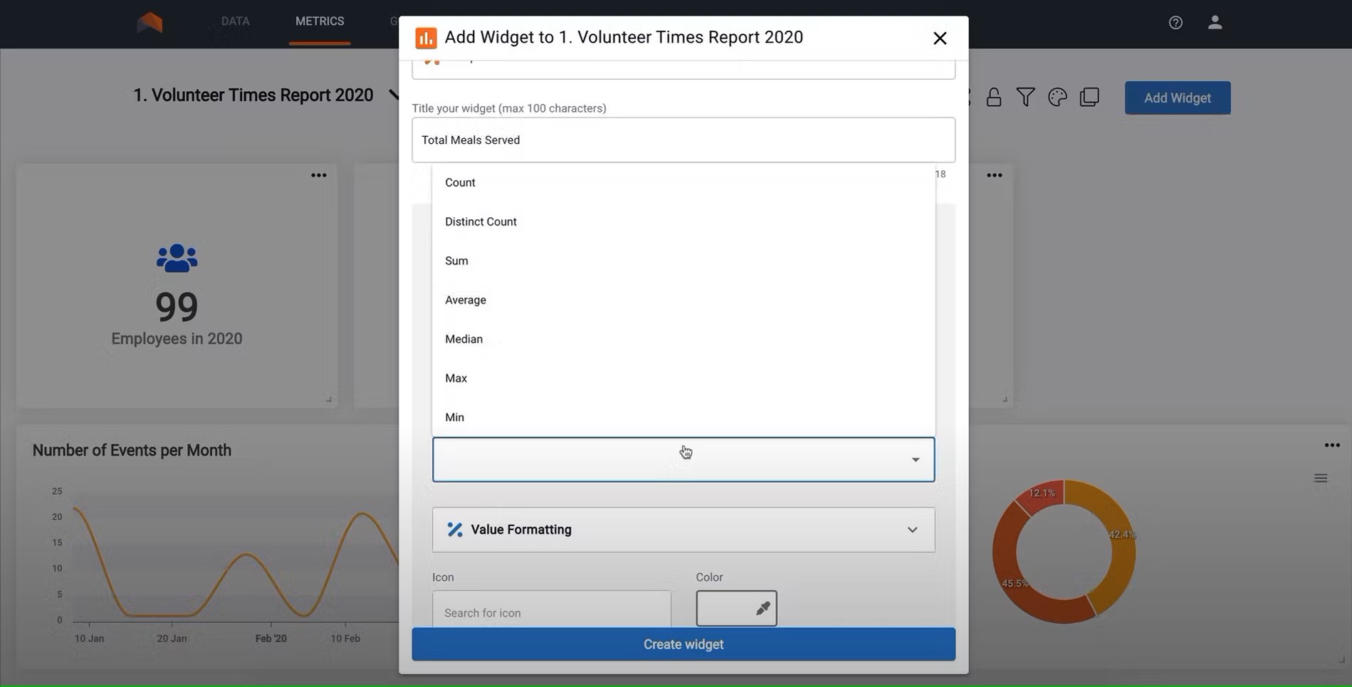 Widgets in UpMetrics