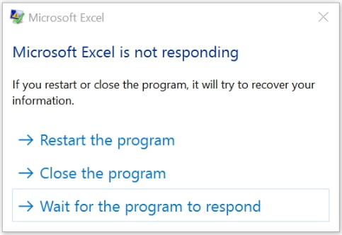 excel not responding