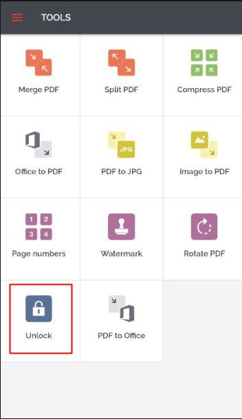 ilovepdf unlock button