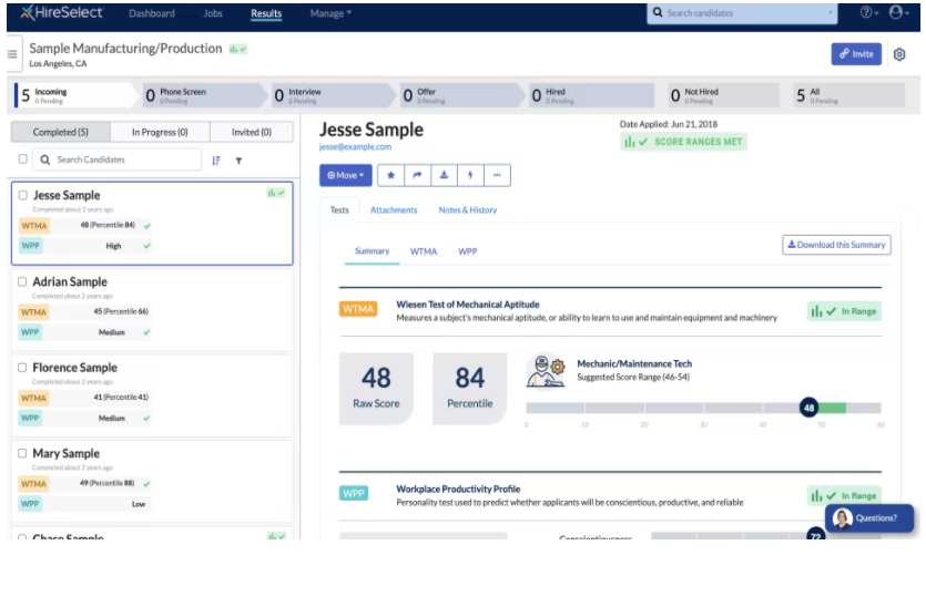 Measuring candidate performance in Criteria