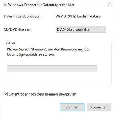 Windows 10 ISO Brenner