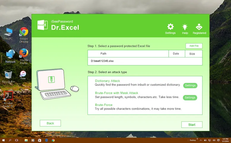 Excel-Passwortwiederherstellungssoftware datei hinzufügen