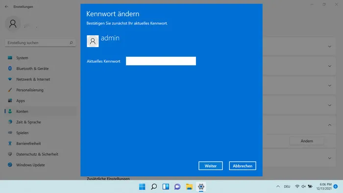 Windows 11 Passwort in den Einstellungen ändern