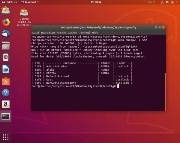 ubuntu chntpw sam