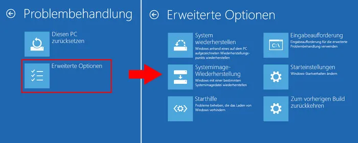 erweiterte optionen windows 10