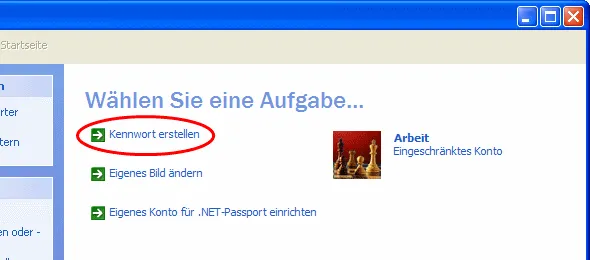 kennwort erstellen windows xp