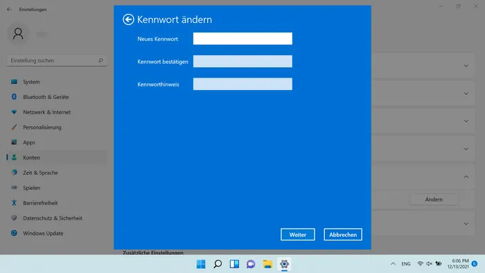 Windows 11 Passwort in den Einstellungen ändern