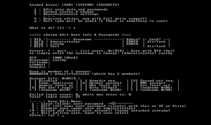 offline nt password registry editor