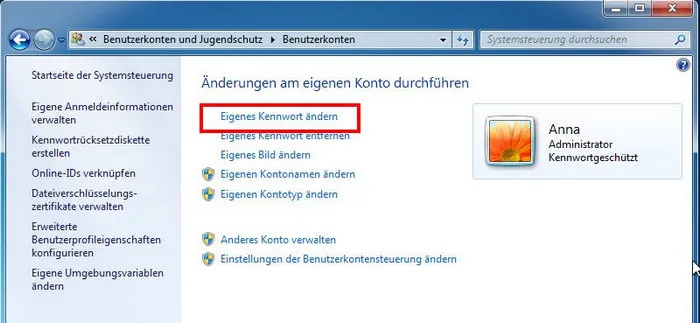 Eigenes Kennwort ändern