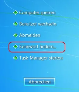 windows 7 kennwort andern